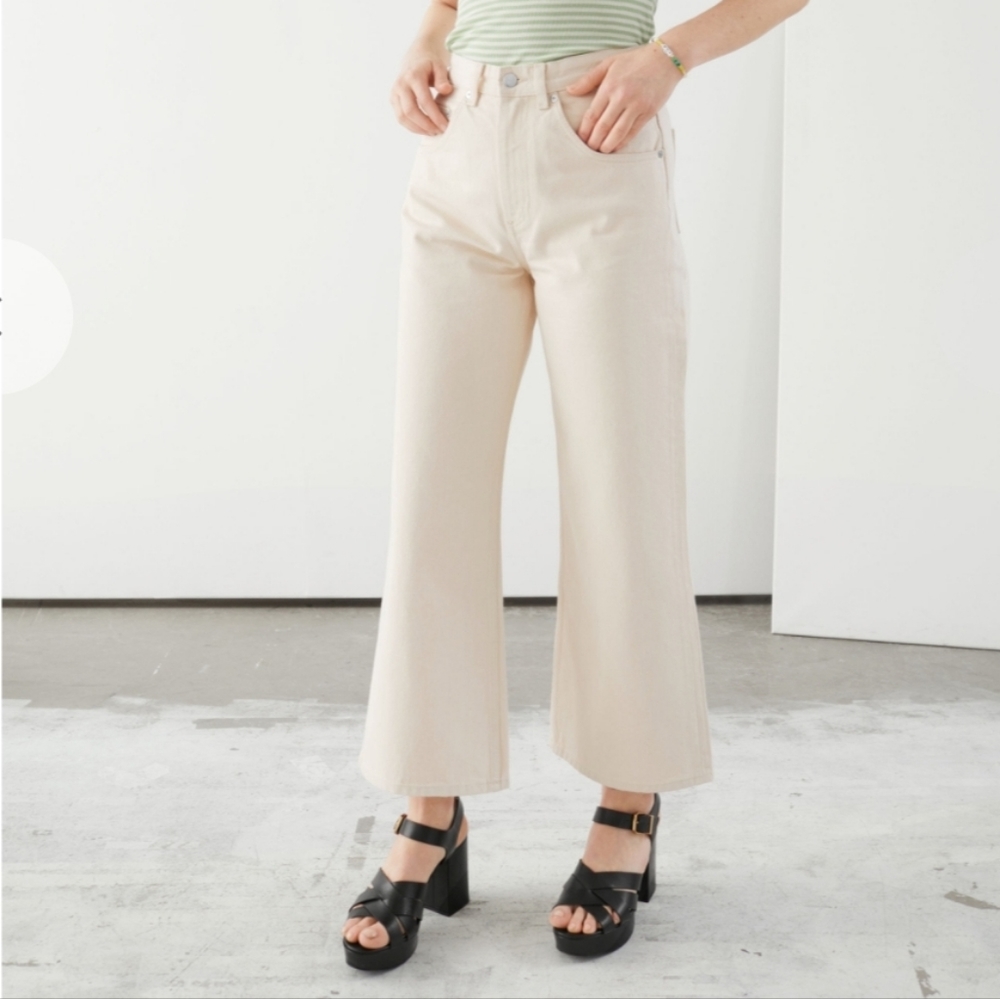 & other stories High Waist Flared Crop Cream Jean NWT